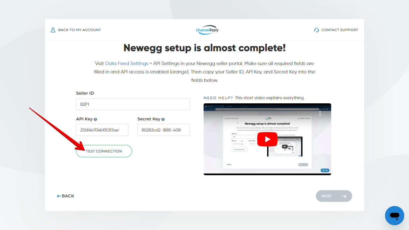 Test Connection Button