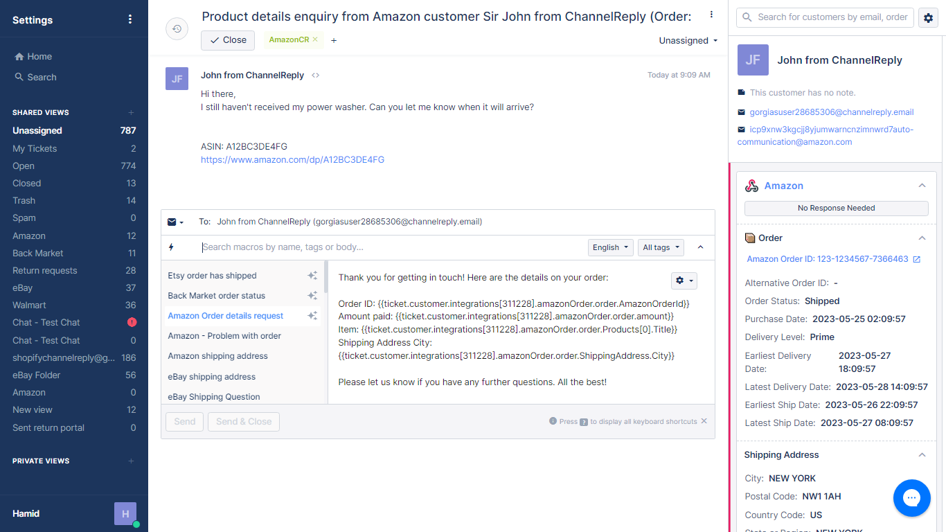 Gorgias Macro with ChannelReply Variables