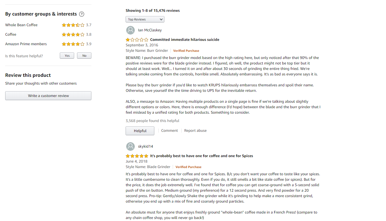 Coffee Grinder Reviews on Amazon