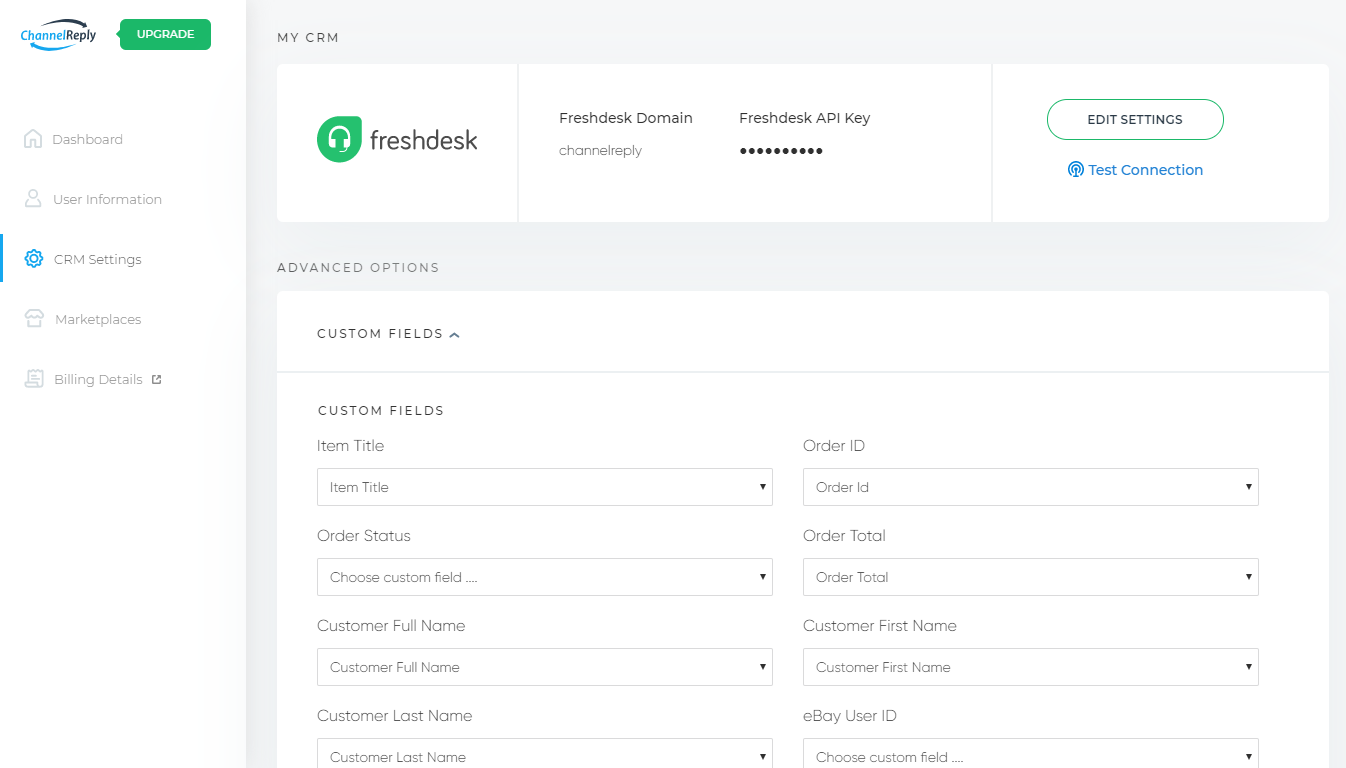 Freshdesk Custom Field Settings in ChannelReply