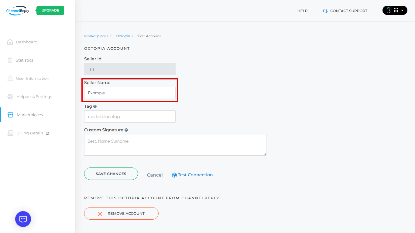 Seller Name field