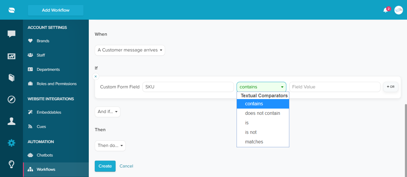 A ChannelReply Custom Field in a Re:amaze Workflow