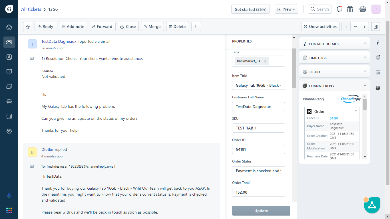 Completed auto-reply in Freshdesk