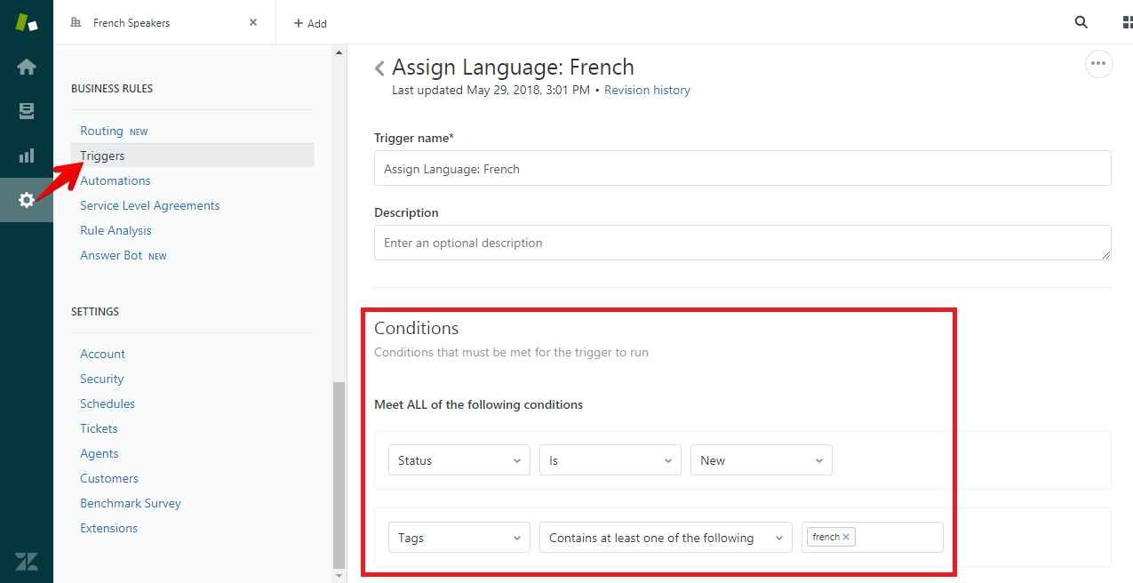Auto-Assign Language Trigger Conditions