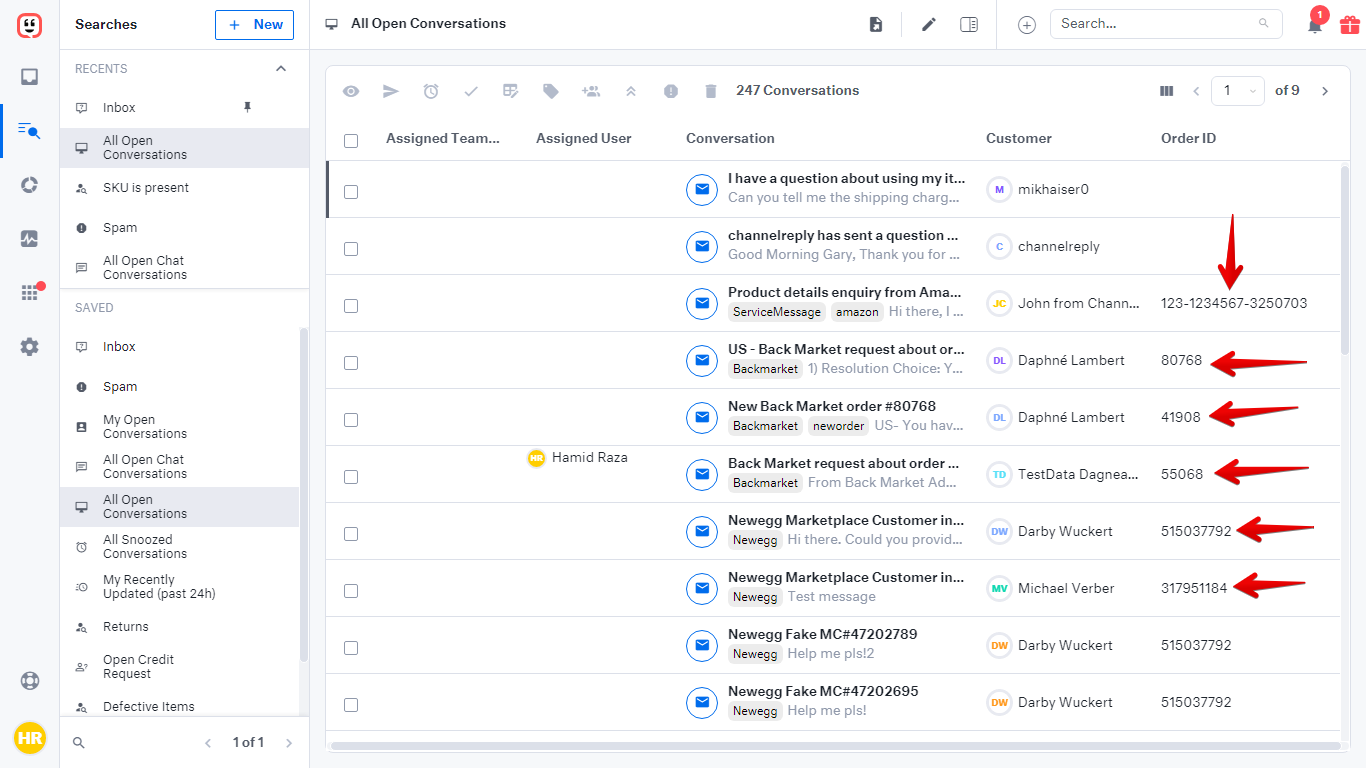Columns created with custom fields in Kustomer Searches page