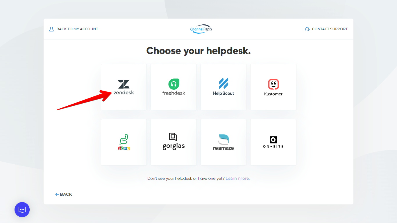 Select Zendesk in ChannelReply