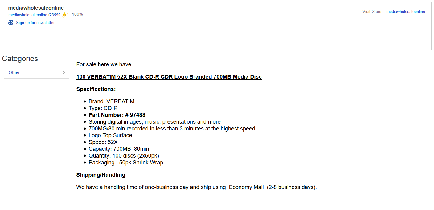 Verbatim Blank CDs Description by mediawholesaleonline