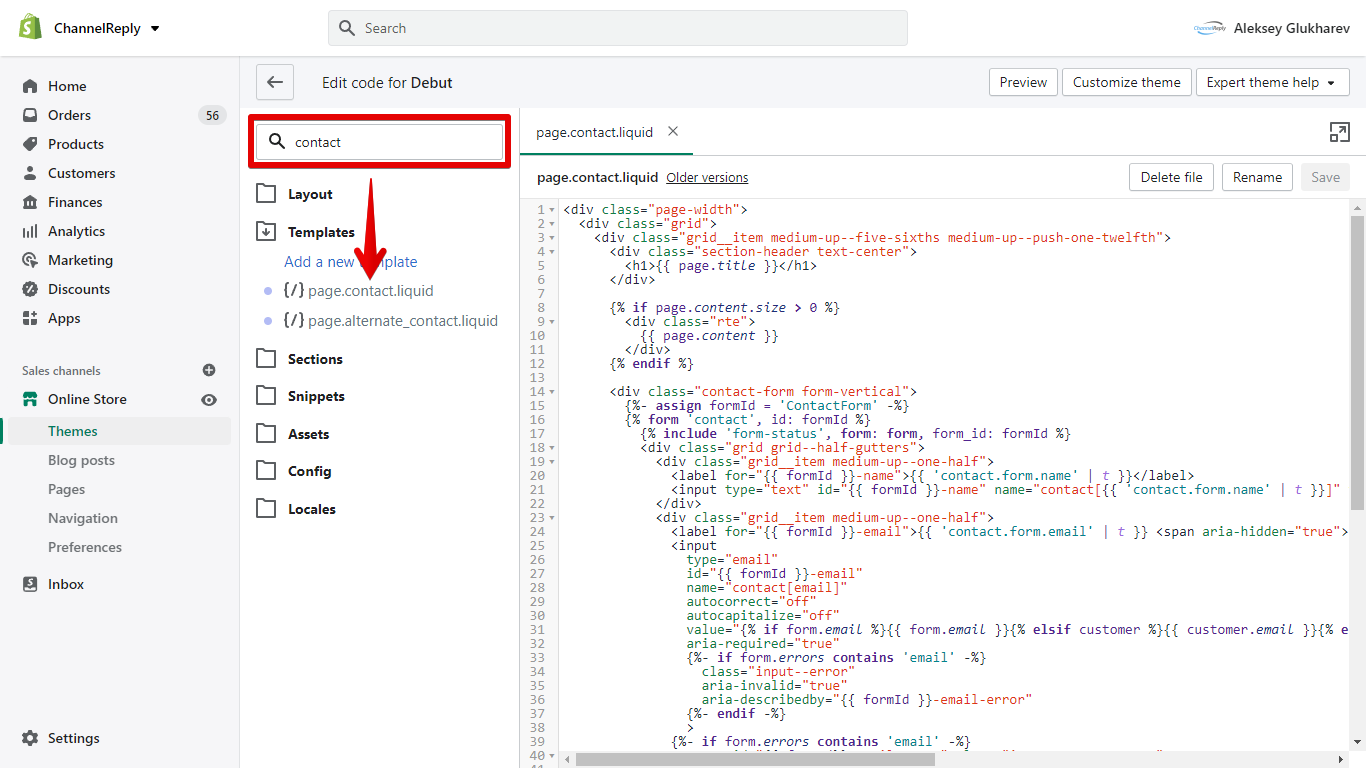 Finding a contact form in code