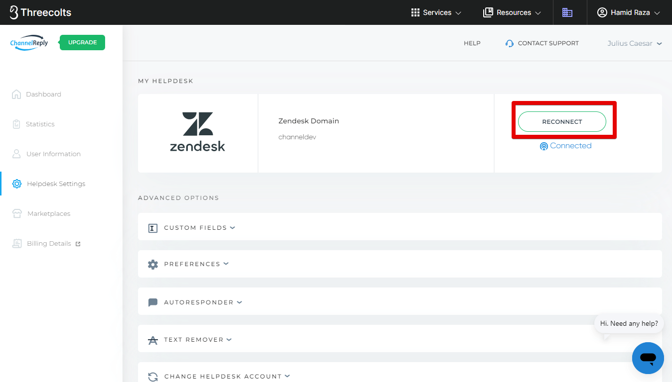 OAuth-Based Zendesk Setup in HelpdeskSettings