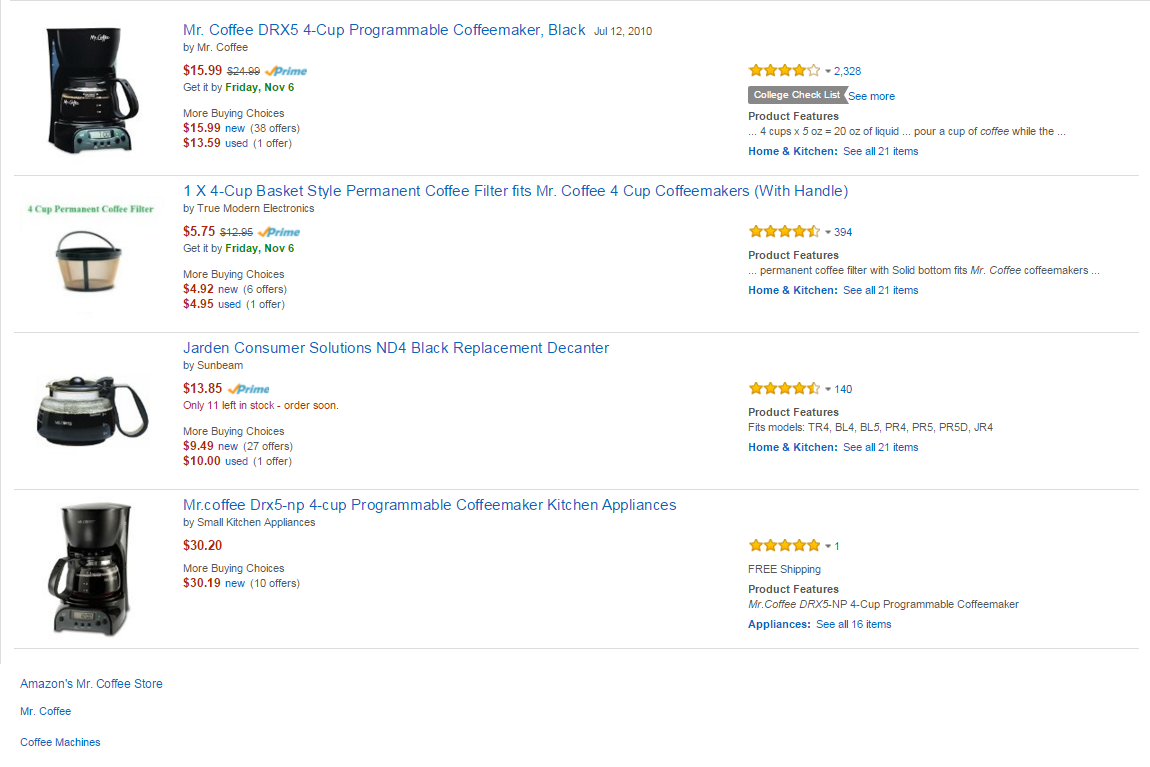 Mr. Coffee on Amazon
