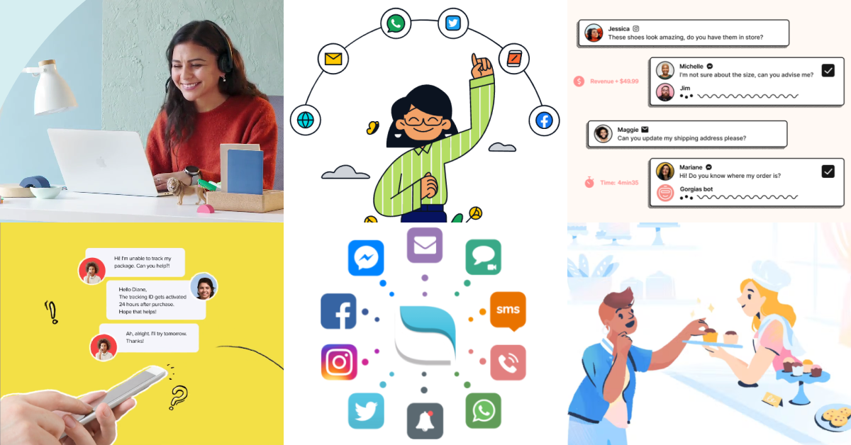 Illustrations from Zendesk, Freshdesk, Gorgias, Zoho Desk, Re:amaze, and Help Scout