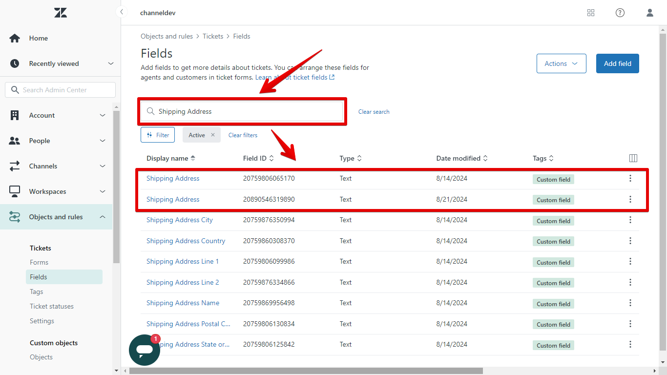 Custom field search and two custom fields with the same name in Zendesk