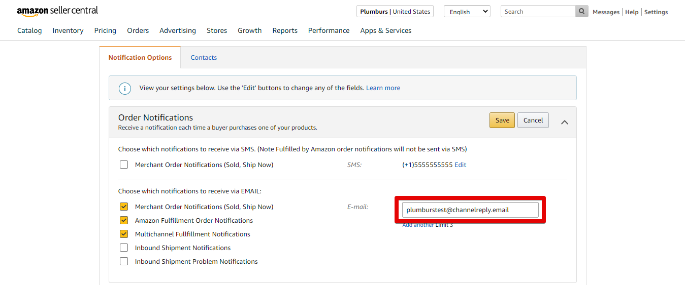 Edit Amazon Order Notification Email Address