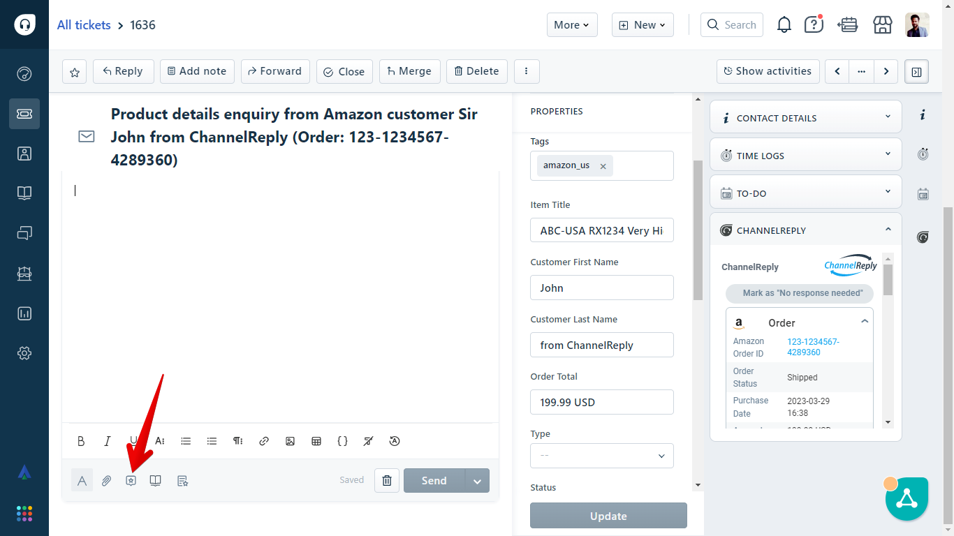 Canned Response Button on Freshdesk Ticket