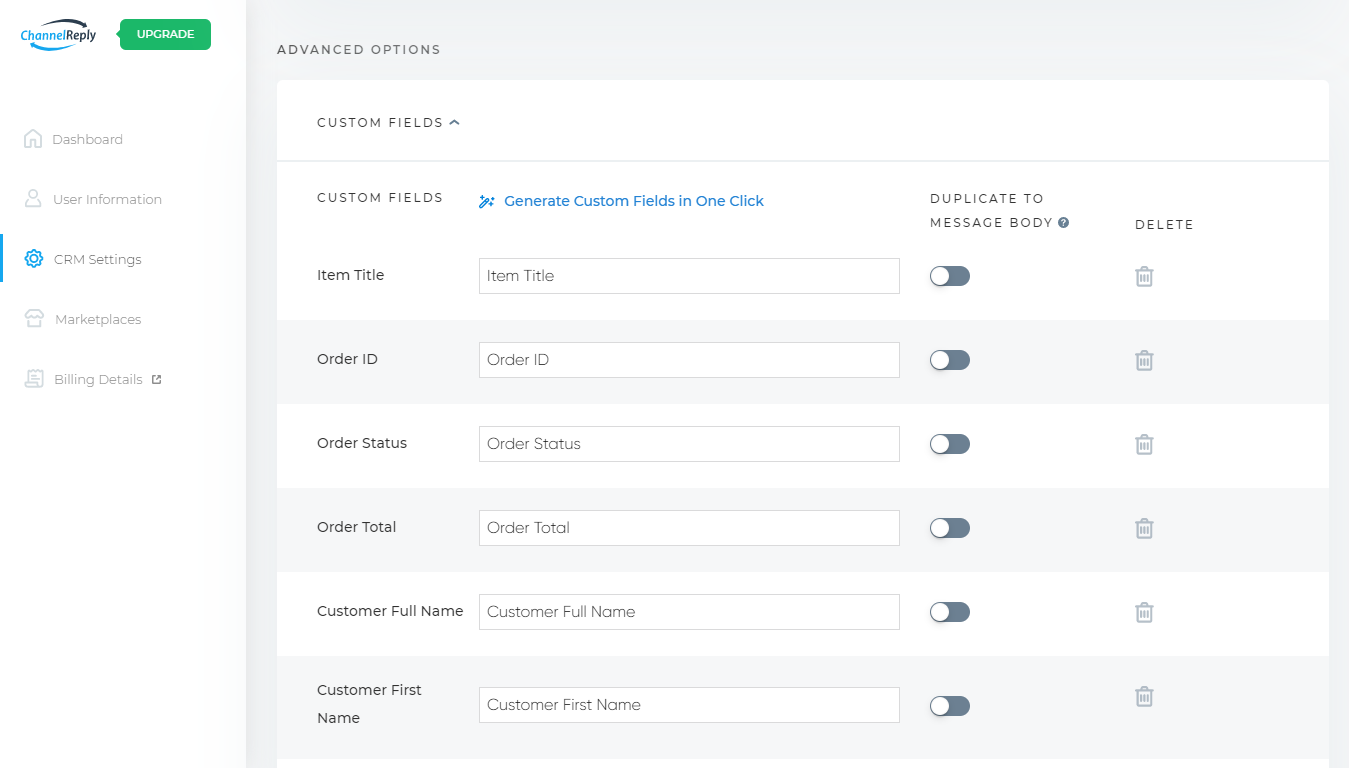Re:amaze Custom Fields Settings in ChannelReply