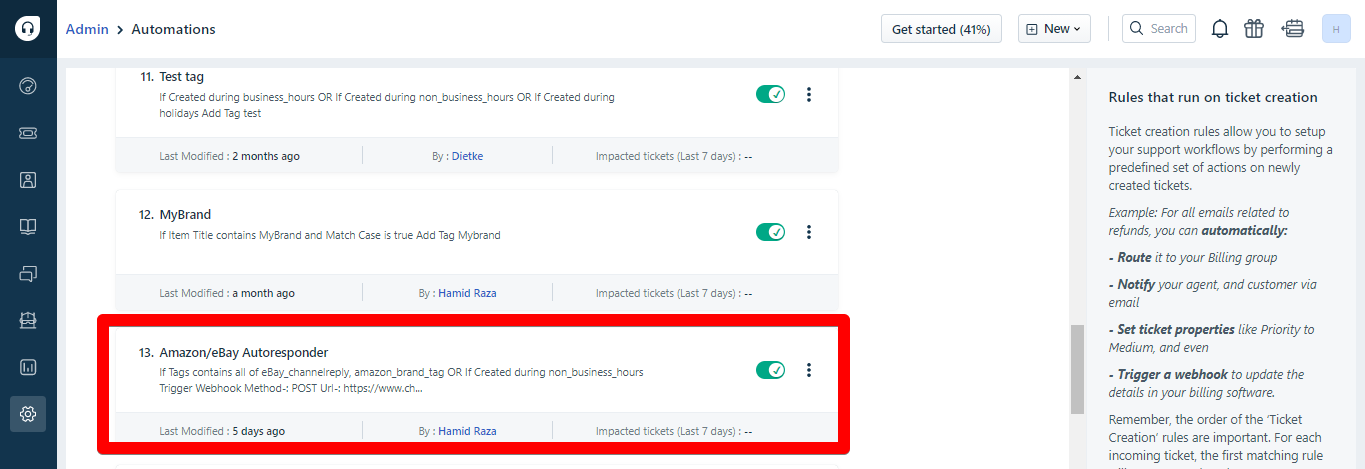 Saved autoresponder in Freshdesk