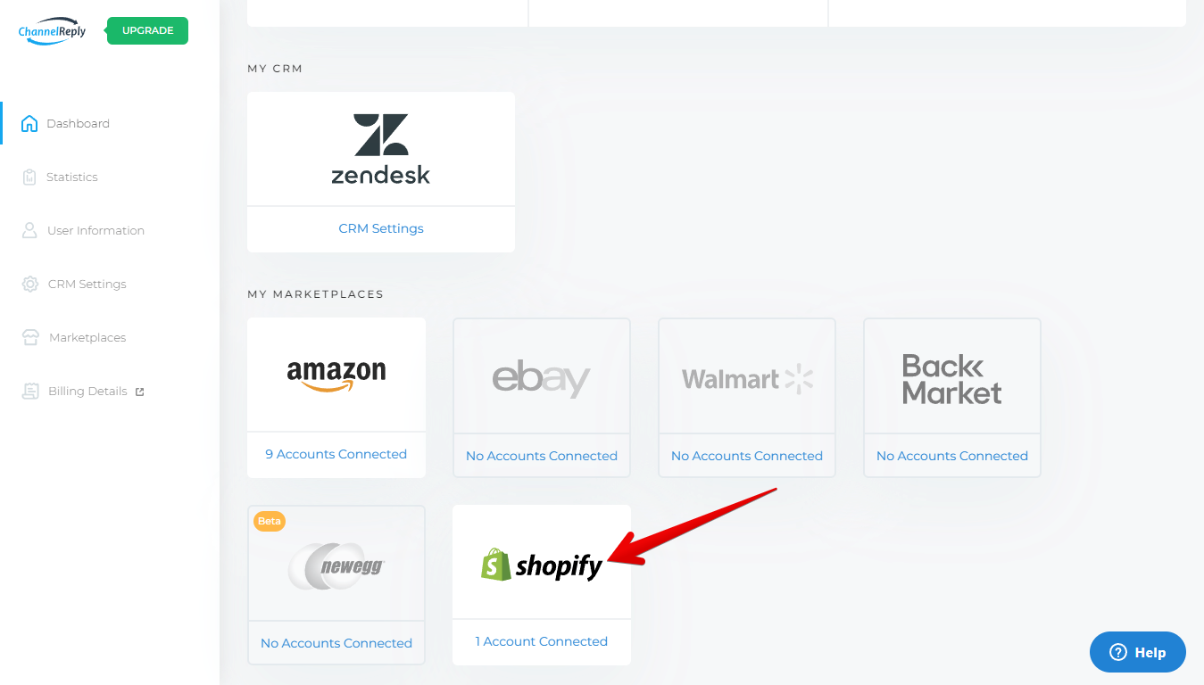 Shopify on the ChannelReply Dashboard