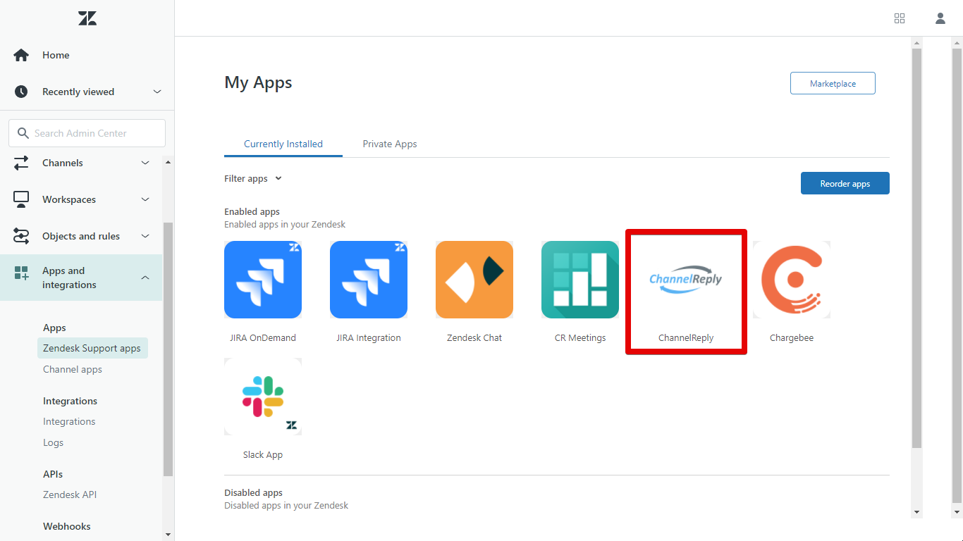 ChannelReply in a List of Installed Zendesk Apps