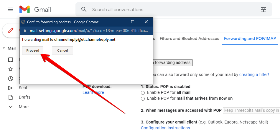 Proceed button in Gmail