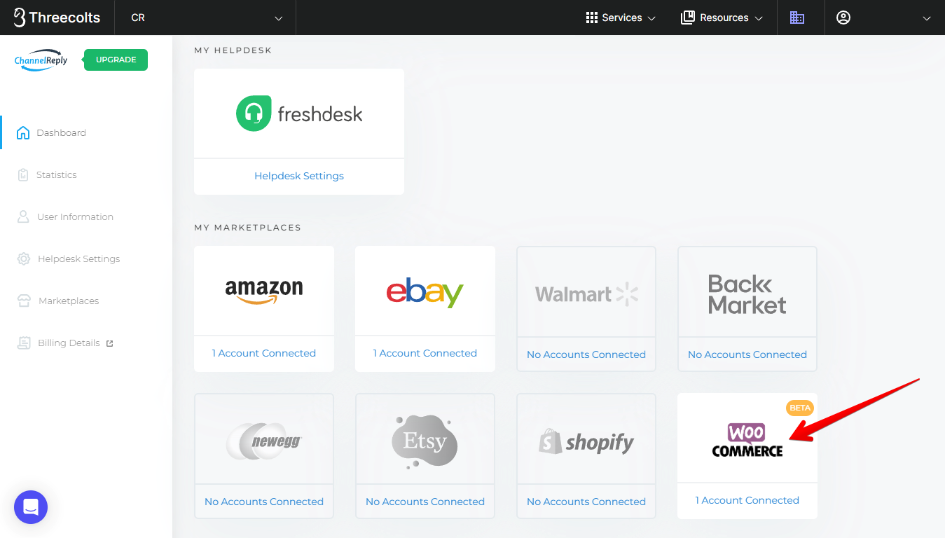 WooCommerce on the ChannelReply dashboard