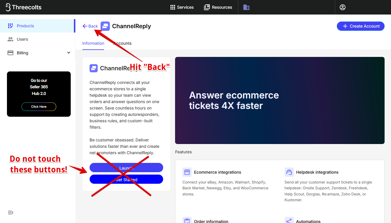 Learn More screen for ChannelReply in Threecolts Manager