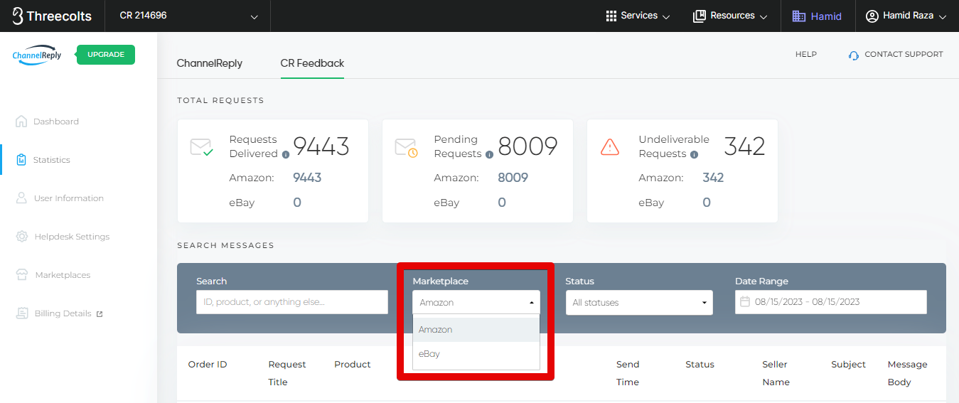 Marketplace filter
