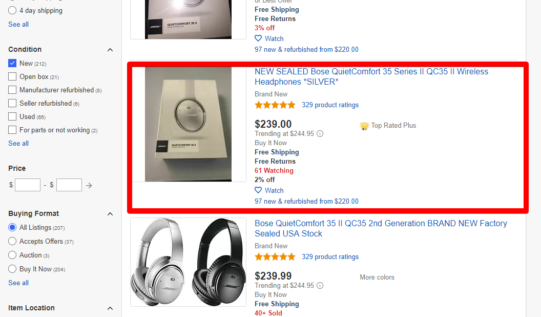 Bose Headphone Prices on eBay