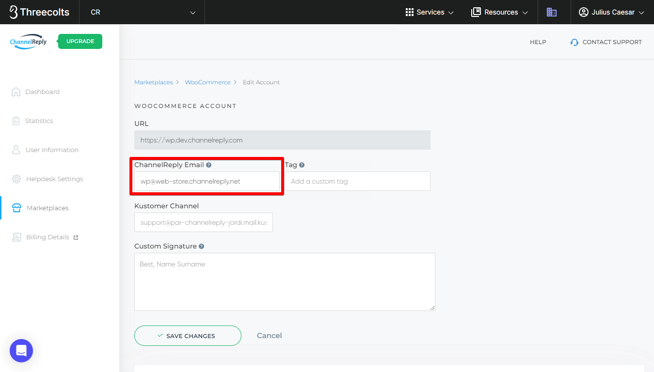 ChannelReply Email field