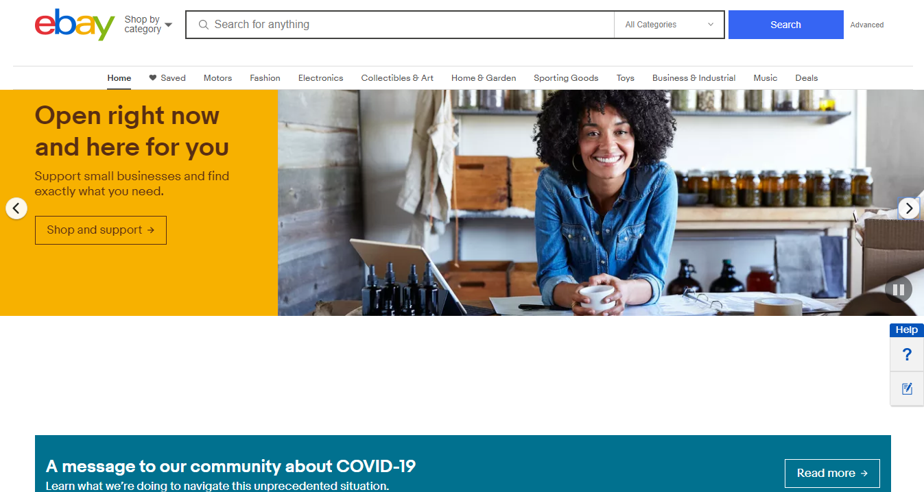 eBay's Homepage during the Coronavirus Pandemic