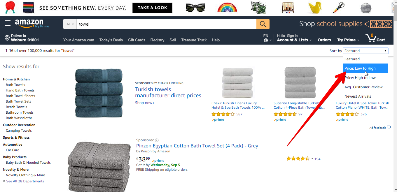Searching Amazon by Lowest Price First
