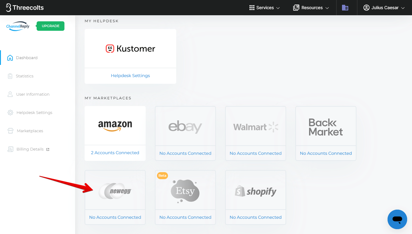 Newegg on the ChannelReply Dashboard