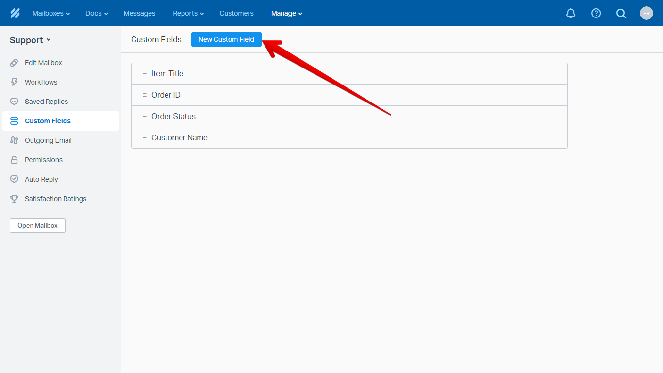 New Custom Field Button