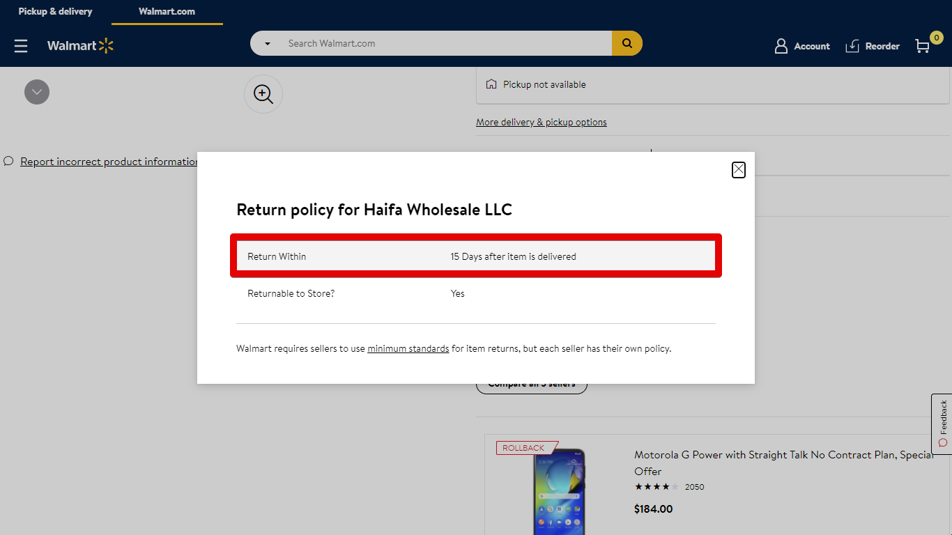 Marketplace Seller with a 15-Day Return Policy for a Laptop
