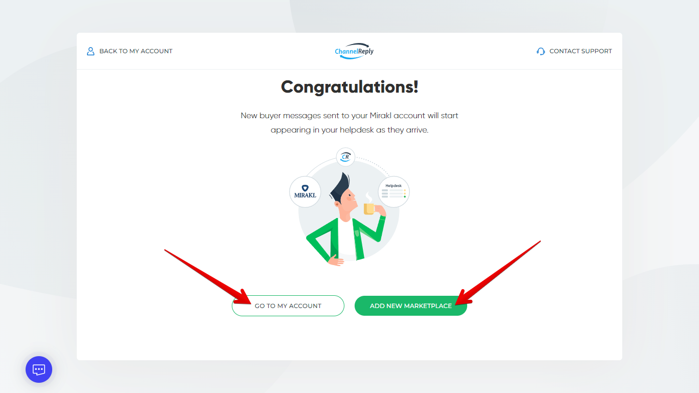 Go to My Account button and Add New Marketplace button