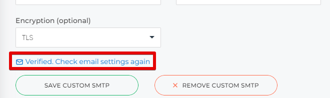 Verified. Check email settings again.