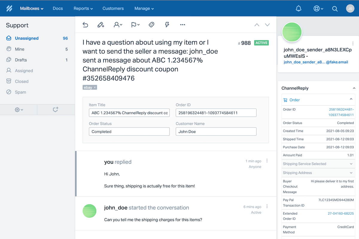 Threaded eBay Messages in Help Scout