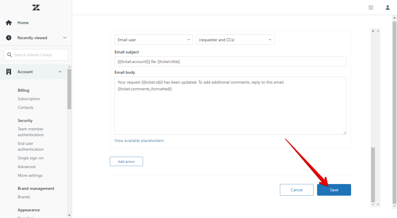 Saving a Zendesk Trigger