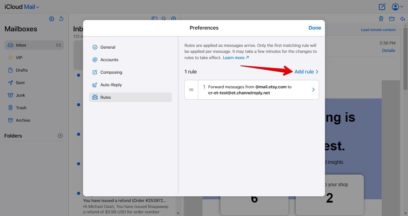 Add rule button