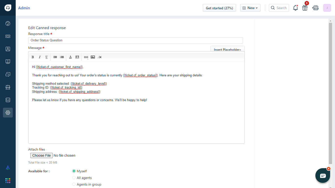 Creating a Newegg canned response in Freshdesk