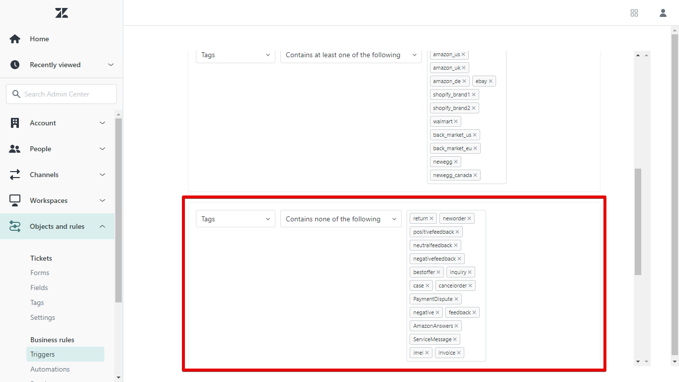 Tags settings for preventing Zendesk from autoreplying to special ChannelReply notifications