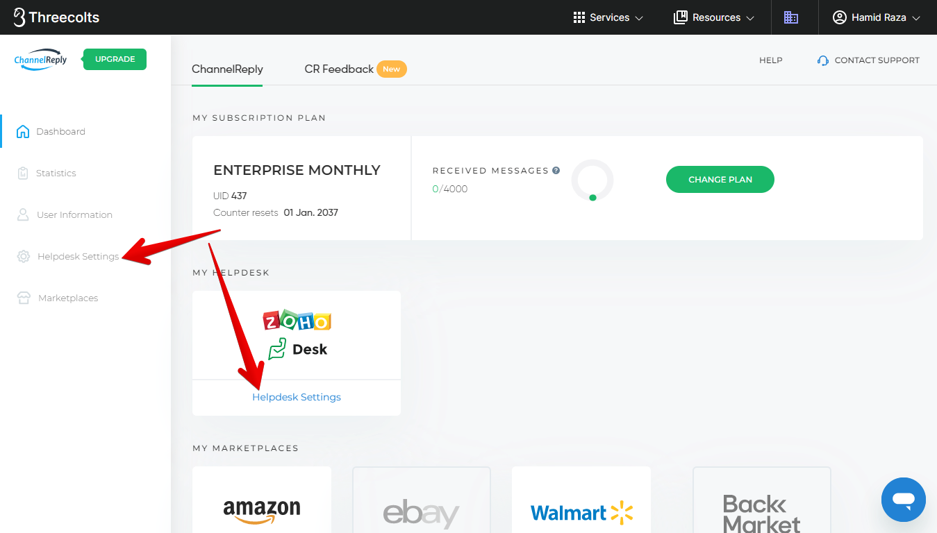 Helpdesk Settings in ChannelReply
