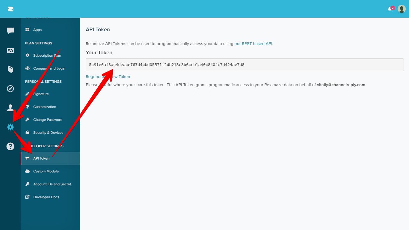 Where to Find Your API Token in Re:amaze